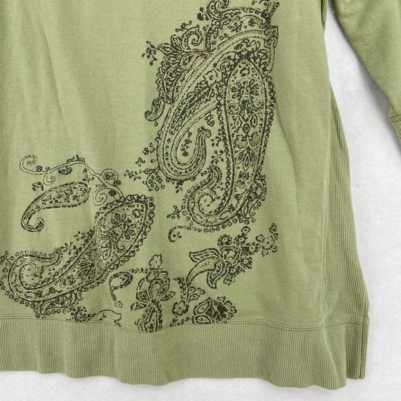 Chico's Zenergy Tunic Sweatshirt Size 12/14 Green Embellished Beaded Pullover - Picture 5 of 12